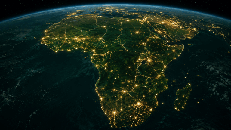 International recruitment network across 24 African countries showing connected nodes