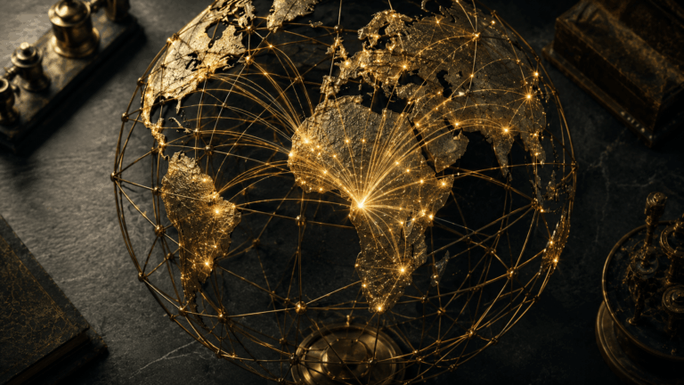 Africa illuminated at night from space, showing connected cities and training reach